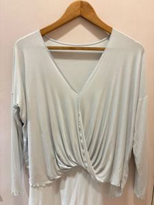 Beautiful Light Blue Twist Front Top