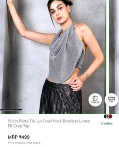 Shein Silver Cowl Neck Crop Top