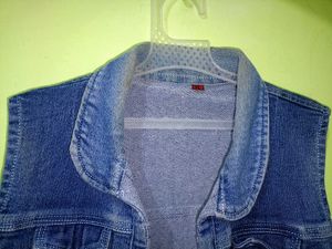 Denim Vest with Lace-Up Detail