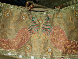 Peacock Designed Embroidered Handbag