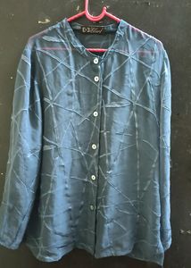 Transparent Navy Blue Top With Designs