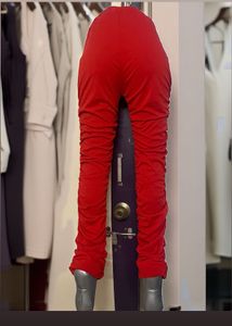 Pintrest Red Ruched Detail Leggings