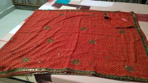 Red Embroidered Saree with stitch Blouse