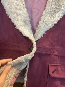 Korean Style Magenta Colour Coat