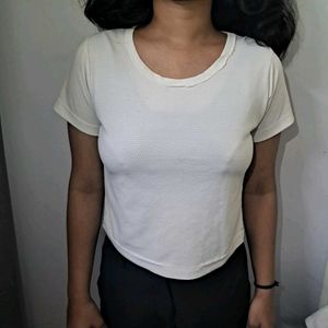 a plain white crop top