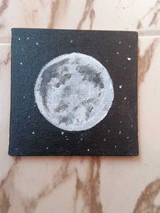 Moon Painting In a 4X4 Canvas