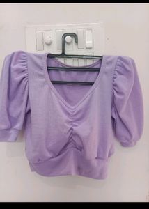 Puff Sleeves Crop Top 💜 Purple