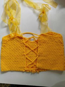 Handmade Crochet Yellow Crop Top