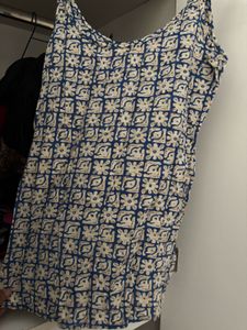 blue tie up strings short kurti