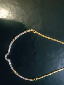 American Diamond (AD) White Color Hasli/Choker/Pendant with Chain for Girls