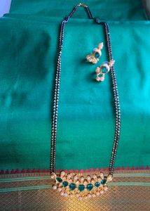 Tanmani Set Mangalsutra With Earings In Green 💚