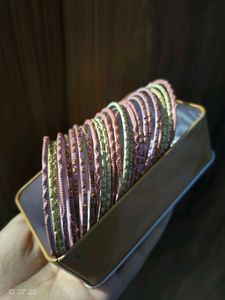 Pink Silver Metal Bangles