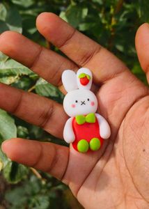 Clay Strawberry Rabbit Charm