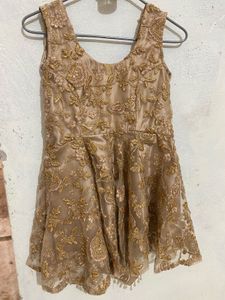 Nude Golden Embroidered Weading Dress