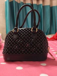 Black Beaded Mini Handbag
