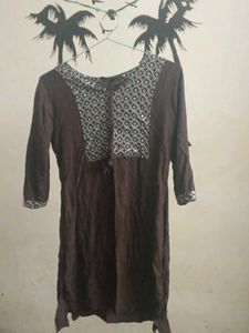 Brown Tunic with Silver Embroidery