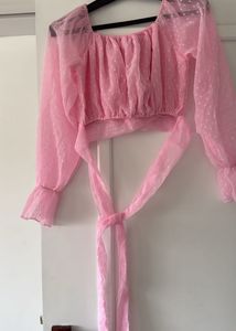 Pink Polka Dot Crop Top, Bust-34/32