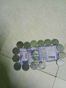Cross One Rupees Coin 15 Pcs And 100 Rupee Note