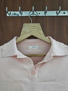 MANGO Peach Knit Polo Top