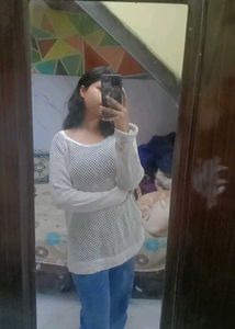 Stylish White Knit Top for both winter & summer al