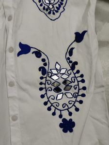 white shirt with dori work and applique wor