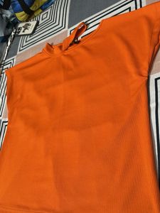 Orange Ribbed Top
