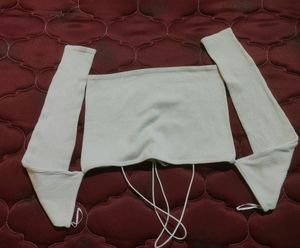 ZARA RIBBED OFF WHITE  CROP TOP