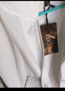 Trendy White Cropped Hoodie