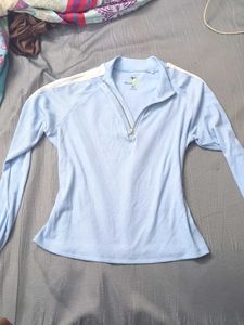 Light Blue Long Sleeve zipper Top