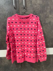 Pink Polka Dot Knit Sweater