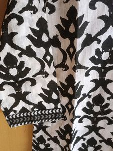 Sanganeri Black Bold Floral Print Cotton Top