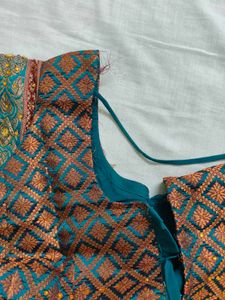Teal &amp; Red Lehenga Set
