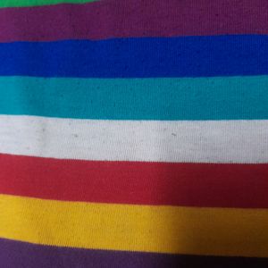 🌈Rainbow Stripes T-shirt Girls Top With Net Shrug