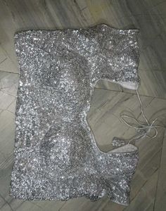 Sparkling Silver Sequin Blouse