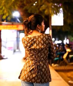 Floral Print Brown Tunic Top