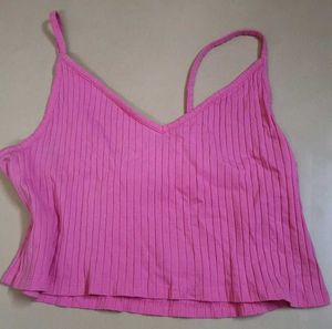Pink Ribbed Tank Top