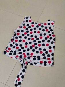 Polka Dot Tie-Front Top