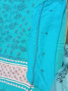 Unstitched Cotton Chicken Kari Suit