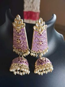 Lavender Jhumka Earrings