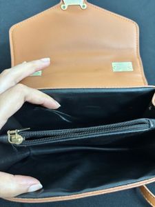 Tan Brown Slingbag With Hand Held
