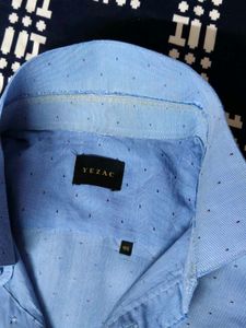 Yezac Men Blue Pirnted Cotton Casual Shirt