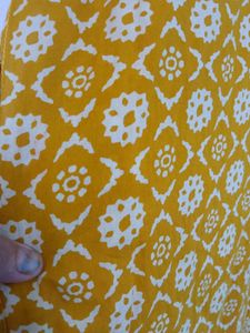Yellow Printed Kurta pure cotton fabric