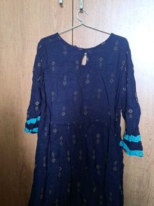 Navy Blue Printed Casual Dress