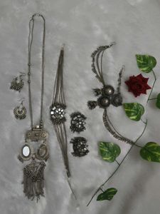 Boho Silver Jewelry Set