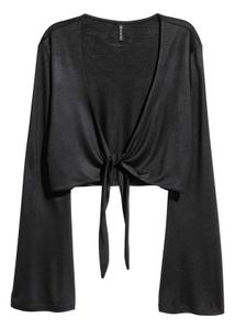 🎀Black Tie-front Crop Top