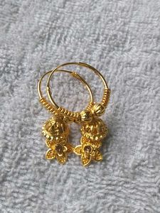 Gold Polished Flower Earrings