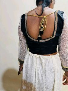 Embroidered Black &amp; Gold Lehenga New