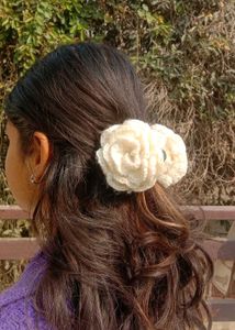 Crochet Flower Hair Clip. Handmade.