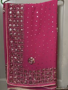 Pink Embellished Saree with Blouse