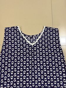 Cotton Blue Short Kurti For Daily Wear